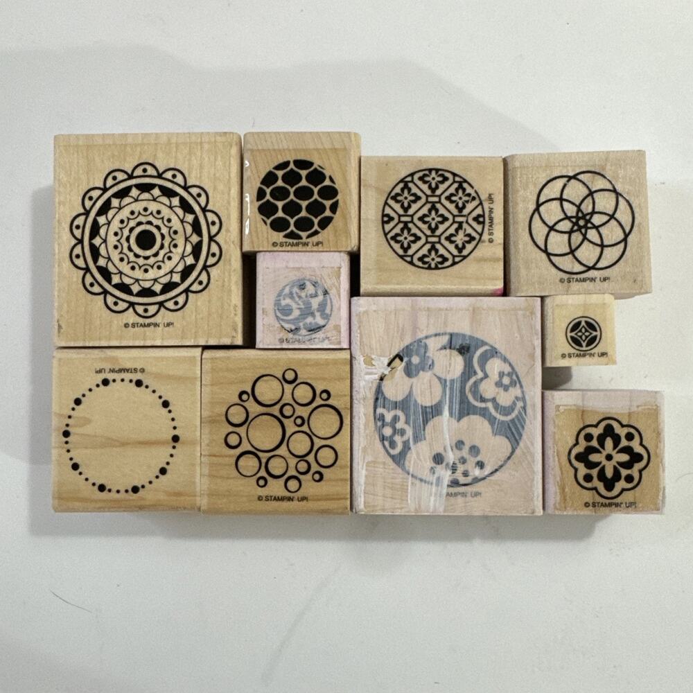10 Wooden Rubber Stamps - Crafts and Card making